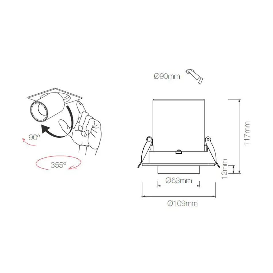 Fotoprojektor Led infälld taklampa för inredning i aluminium - etruskisk Viadurini