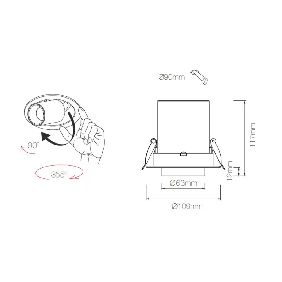 Fotoprojektor Justerbar inomhus LED-taklampa i aluminium - etruskisk Viadurini