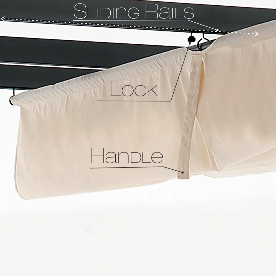 Lusthus i epoxipulverlackerad aluminium och glidduk - krubba Viadurini