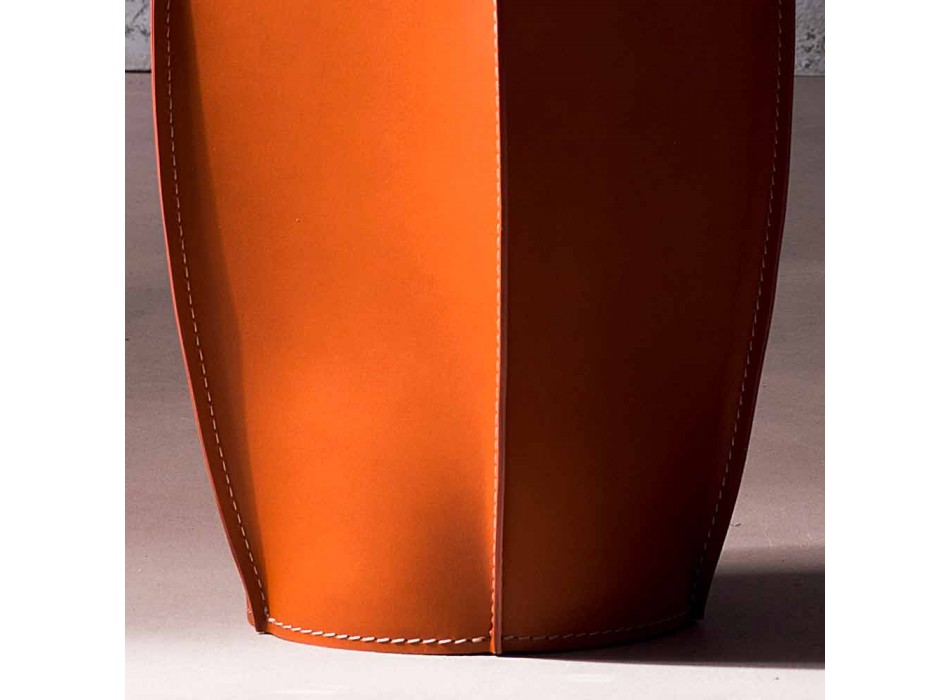 Design papperskorg i regenererat Poligiono läder, tillverkat i Italien Viadurini