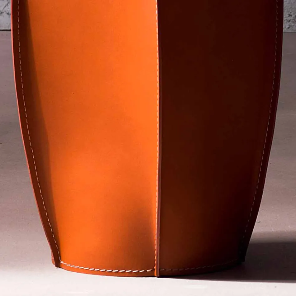 Design papperskorg i regenererat Poligiono läder, tillverkat i Italien Viadurini