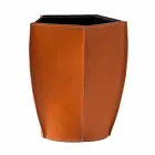 Design papperskorg i regenererat Poligiono läder, tillverkat i Italien Viadurini