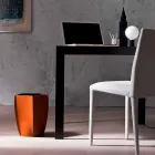 Design papperskorg i regenererat Poligiono läder, tillverkat i Italien Viadurini