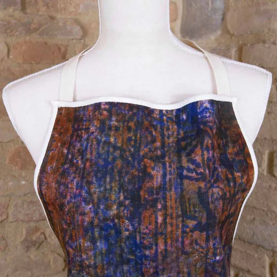 Handgjord förkläde Handgjord tryck enstaka i bomull - märken Viadurini