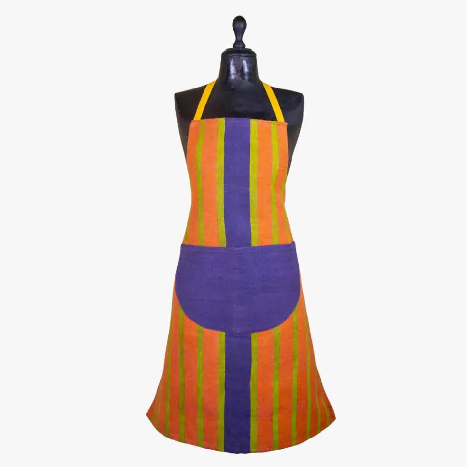 Konstförkläde i kanfas av hampa unikt stycke av italiensk hantverk Viadurini