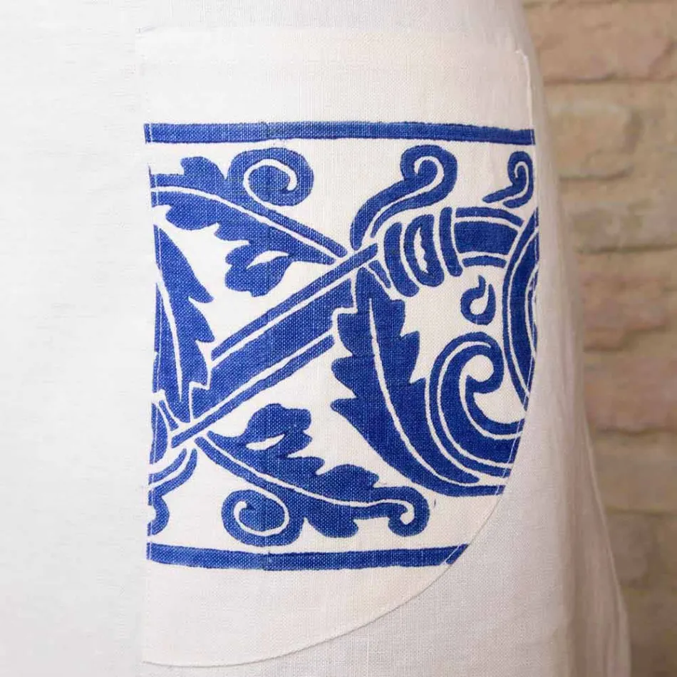 Italienska handgjorda linneförkläde One Piece - Varumärken Viadurini