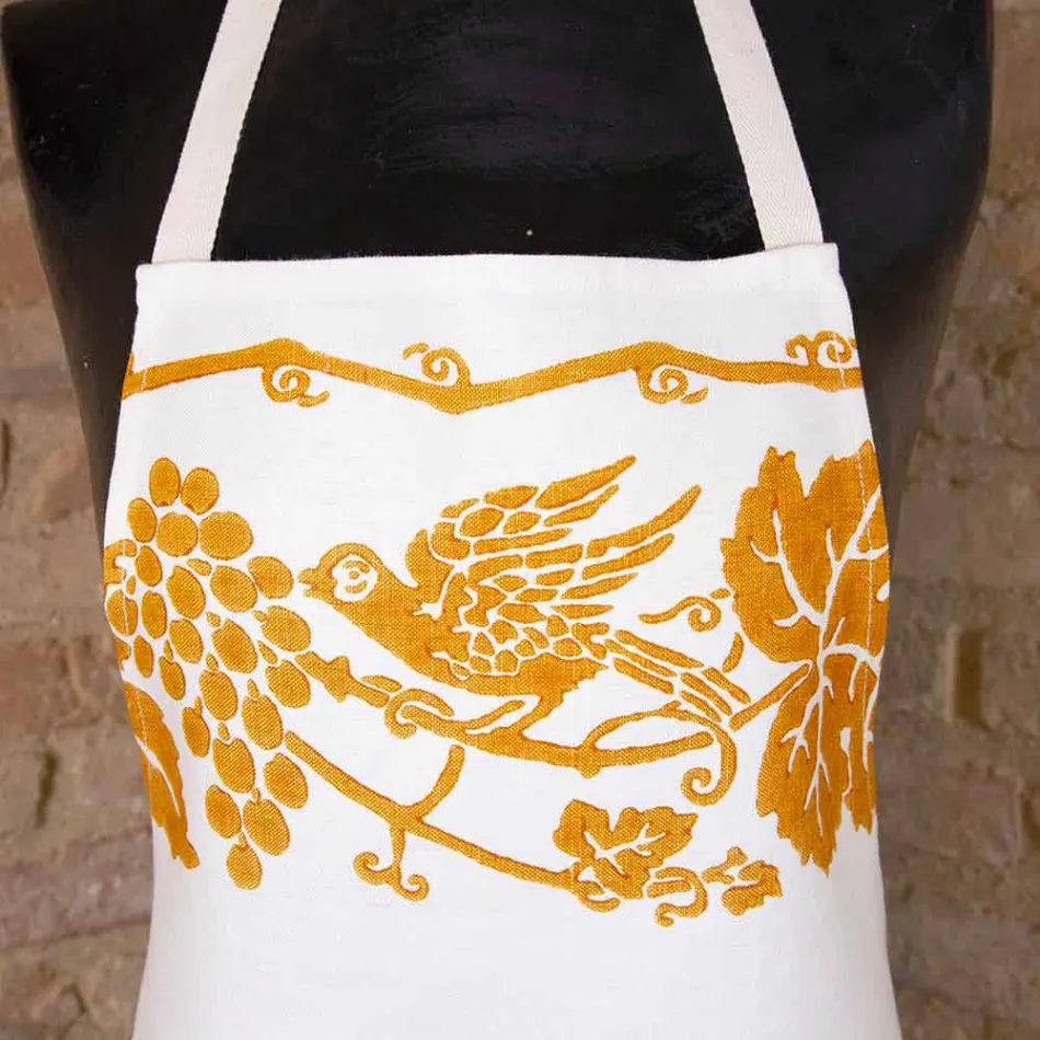 Italienska handgjorda linneförkläde One Piece - Varumärken Viadurini