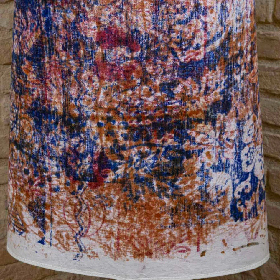 Italienska handgjorda förkläde i bomull med manuellt konsttryck - märken Viadurini