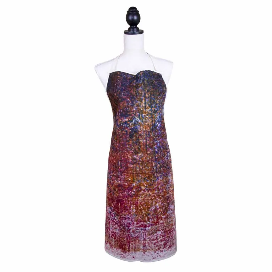 Italienska handgjorda förkläde i bomull med manuellt konsttryck - märken Viadurini