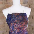 Italienska handgjorda förkläde i bomull med manuellt konsttryck - märken Viadurini