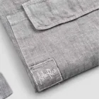 Antracitgrå Linne Köksförkläde Låg modell med ficka - Flick Viadurini