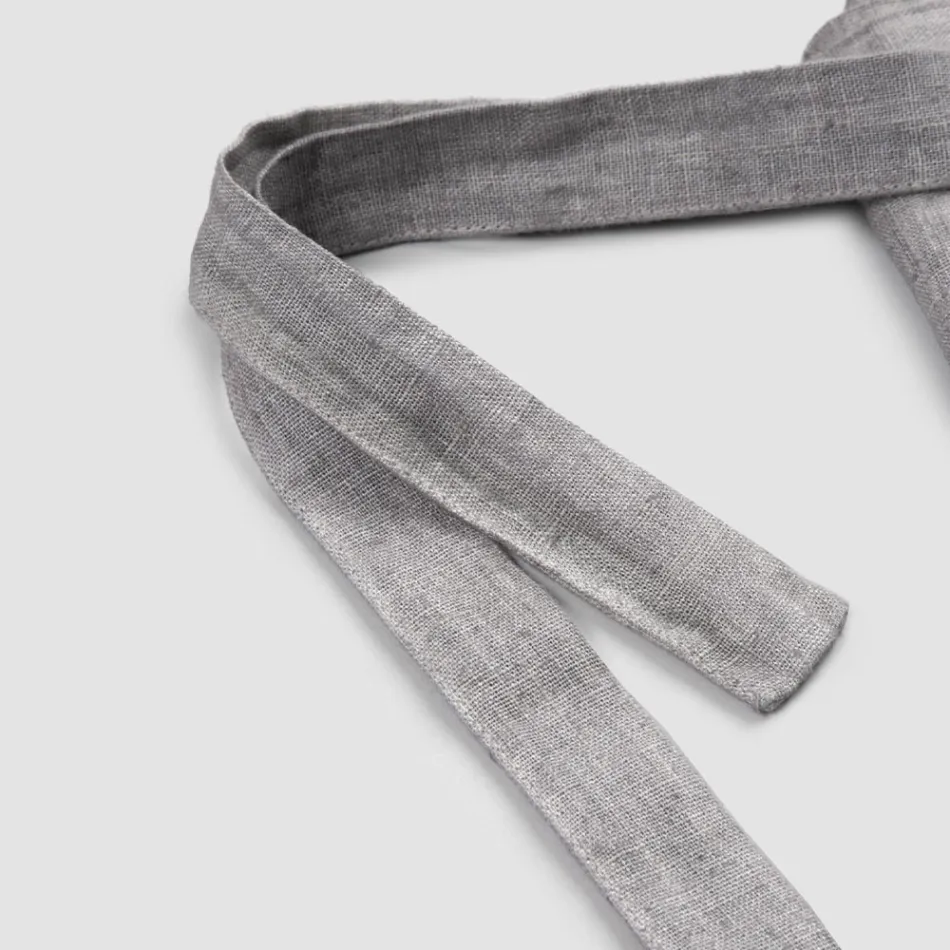 Antracitgrå Linne Köksförkläde Låg modell med ficka - Flick Viadurini