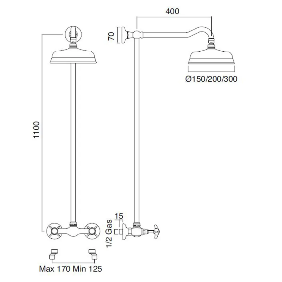 Handgjord duschgrupp i mässing i klassisk stil - Miriano Viadurini
