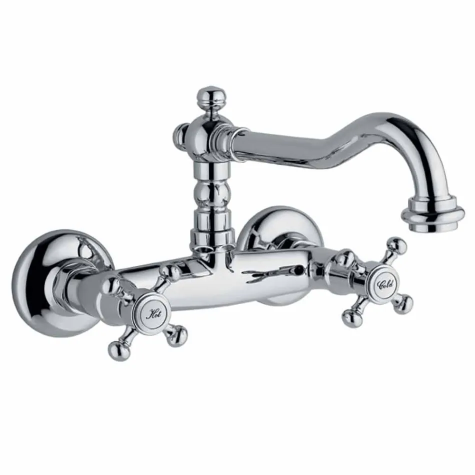 Klassisk stilgrupp för handfat i vägg i mässing Made in Italy - Limo Viadurini