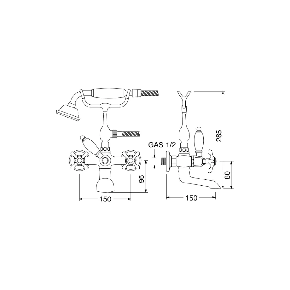 Vintage Design Mässing Badkarsgrupp Tillverkad i Italien - Klarisa Viadurini