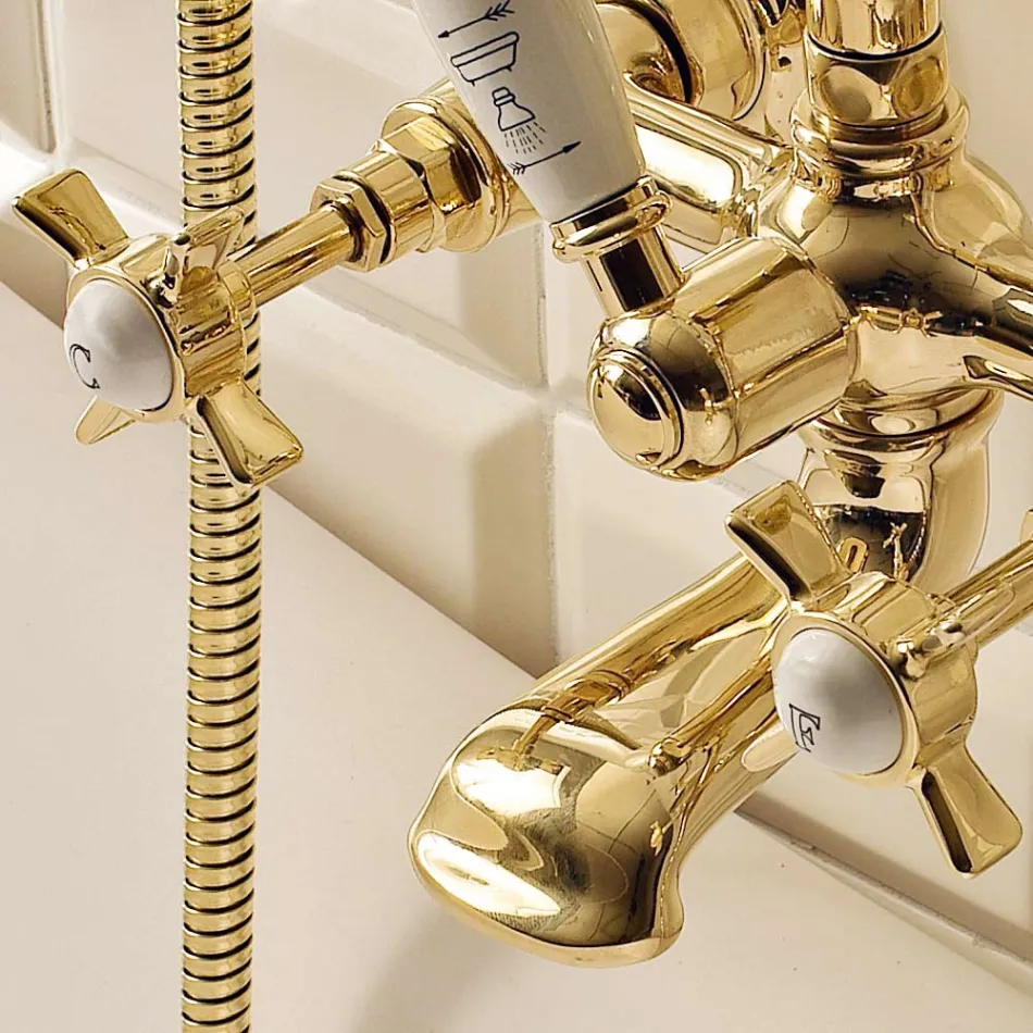 Badkarsgrupp i mässing i vintagestil tillverkad i Italien - Katerina Viadurini