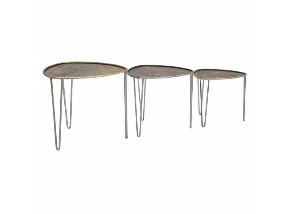Uppsättning av 3 modern design järn kaffebord - Marla Viadurini