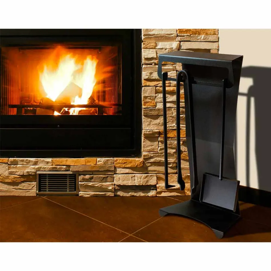 Uppsättning av 4 tillverkade i Italien Design stål eldstadsverktyg - Chandler Viadurini