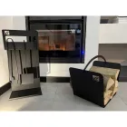 Uppsättning av designverktyg för öppen spis i svart stål Tillverkad i Italien - Ostro Viadurini