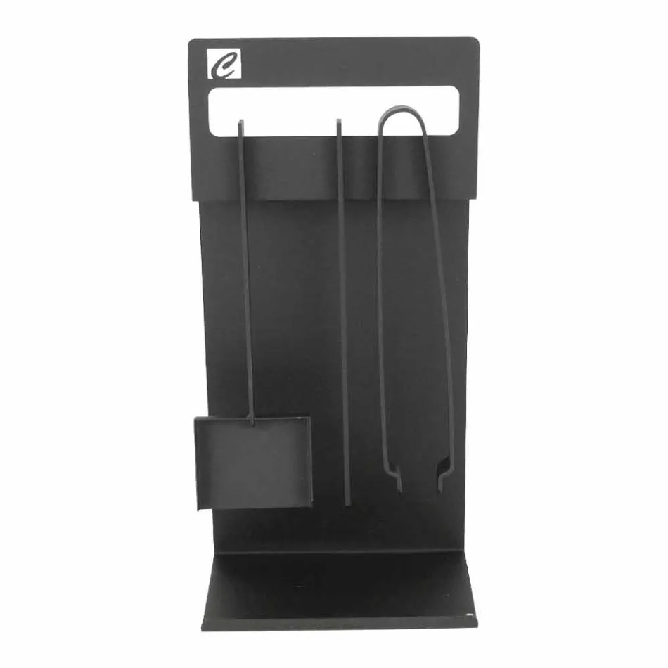 Uppsättning av designverktyg för öppen spis i svart stål Tillverkad i Italien - Ostro Viadurini