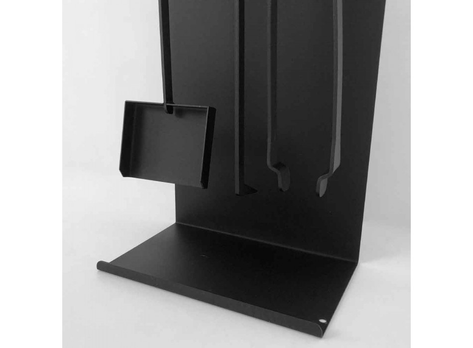 Uppsättning av designverktyg för öppen spis i svart stål Tillverkad i Italien - Ostro Viadurini