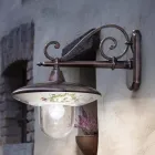 Trädgårdsvägglampa i svart aluminium handmålade blommor - latin Viadurini