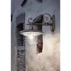 Trädgårdsvägglampa i svart aluminium handmålade blommor - latin Viadurini