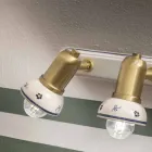 Linjär vägglampa 3 strålkastare i mässing och handgjord keramik - Savona Viadurini