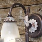 Vägglampa Antik metall, keramik och glas blommönster - Vicenza Viadurini