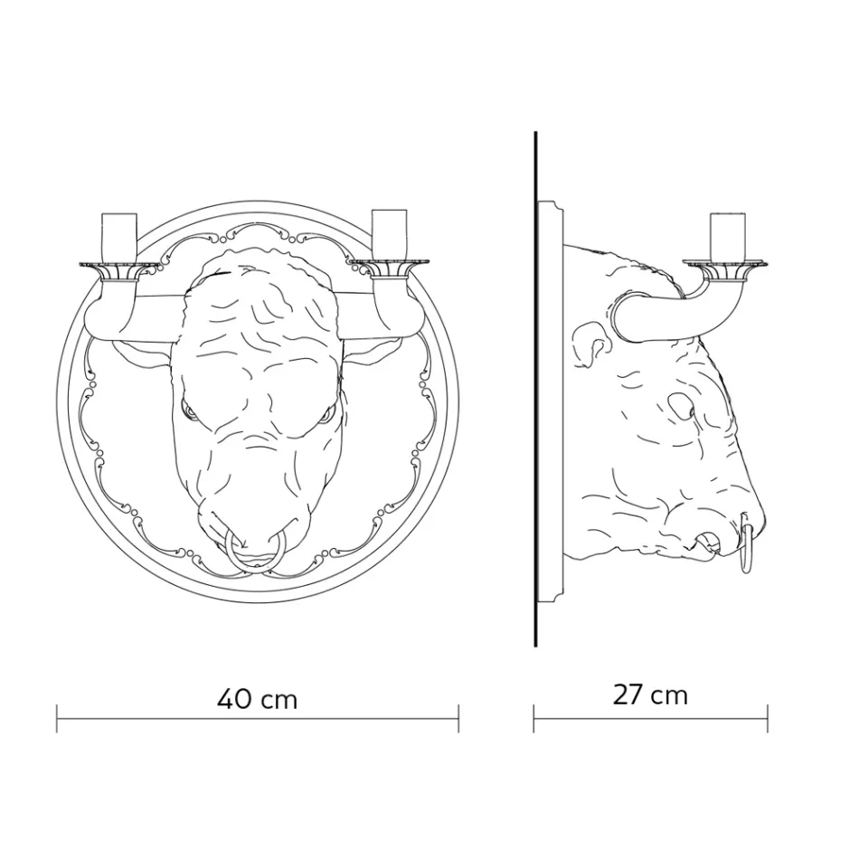 Vägglampa med 2 lampor i keramisk design i form av en tjur - Marrena Viadurini
