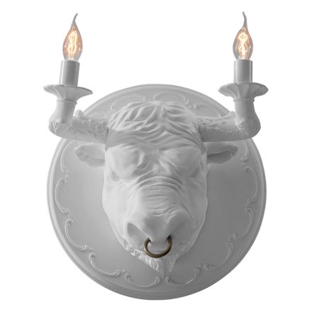 Vägglampa med 2 lampor i keramisk design i form av en tjur - Marrena Viadurini