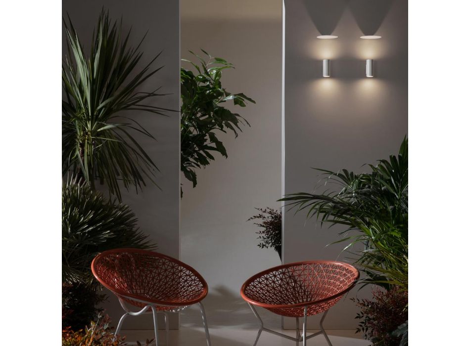 Design Vägglampa utomhus i vit eller svart aluminium - Leopida Viadurini