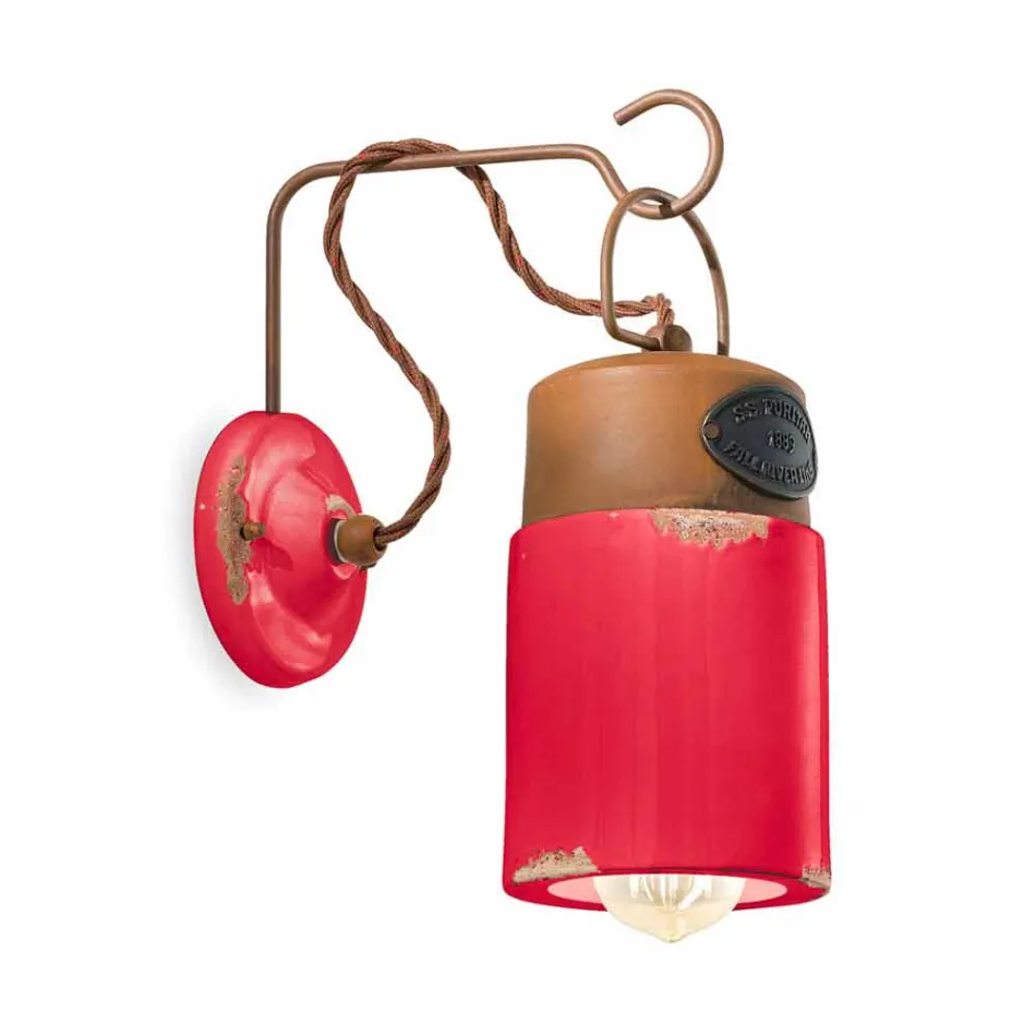 Vägglampa i keramik och järn rostar Desiree Ferroluce Viadurini