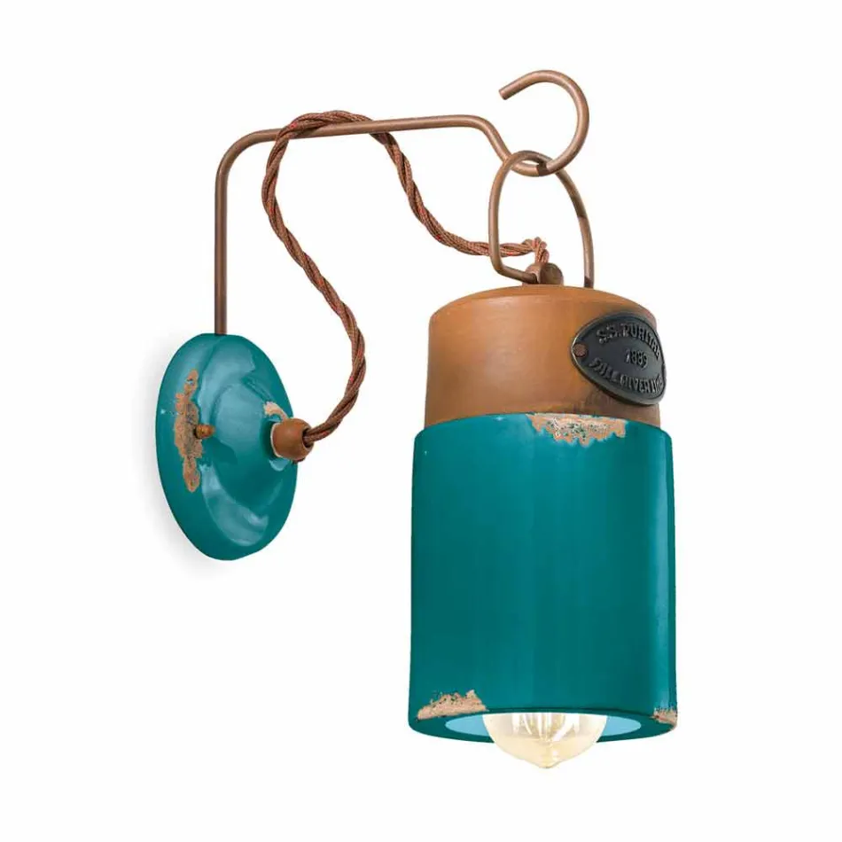 Vägglampa i keramik och järn rostar Desiree Ferroluce Viadurini