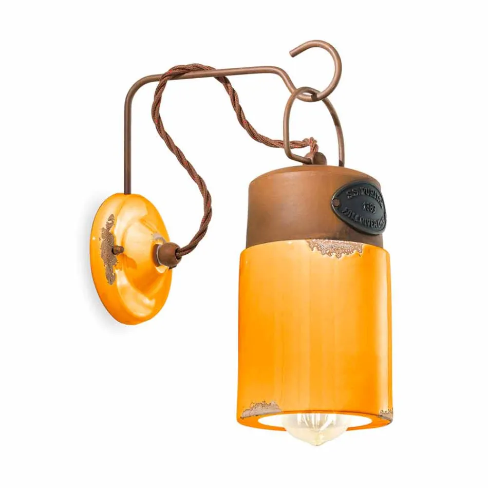 Vägglampa i keramik och järn rostar Desiree Ferroluce Viadurini