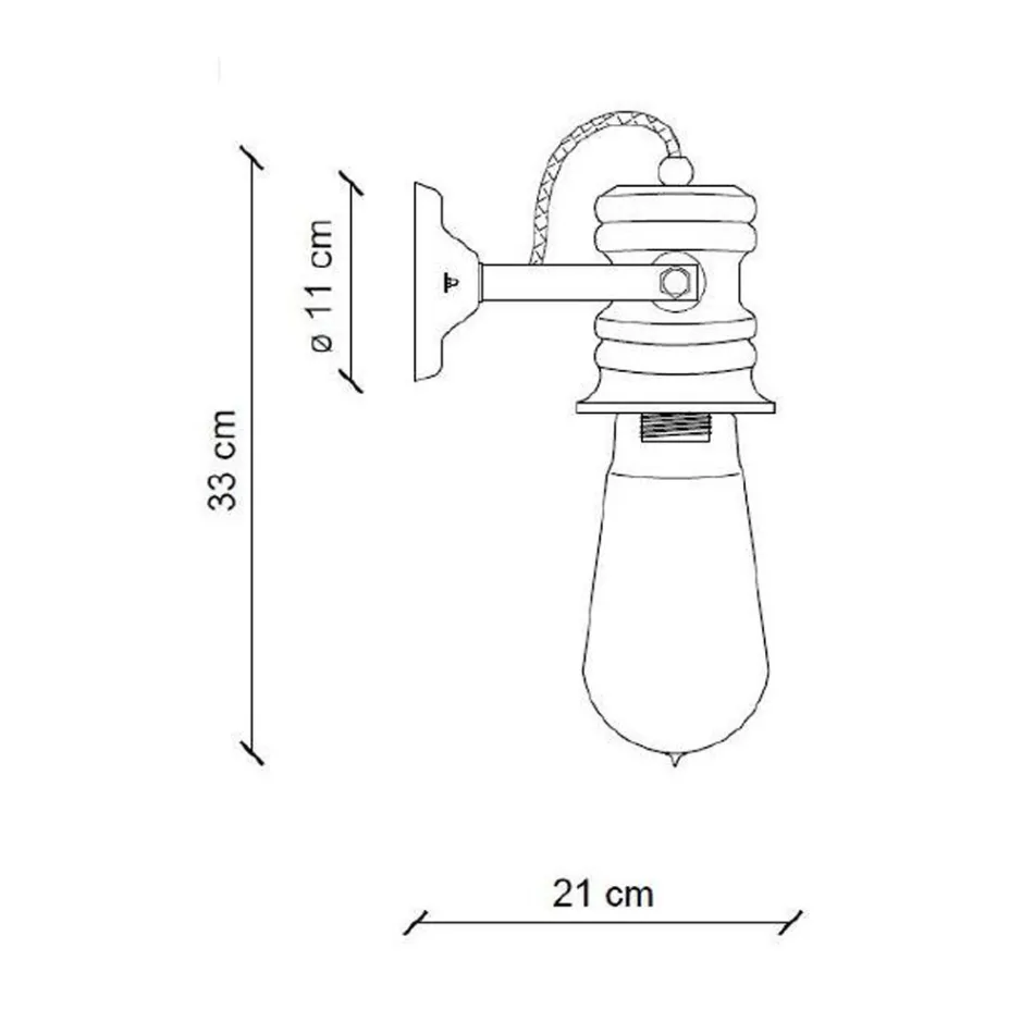Vägglampa i järn och industriell handgjord keramik - Urban Viadurini