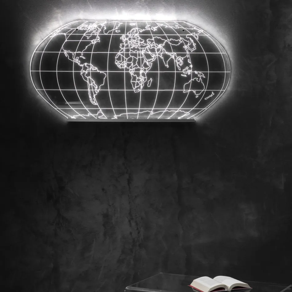 Planisphere Vägglampa i lasergraverad akrylkristall - Rihanna Viadurini