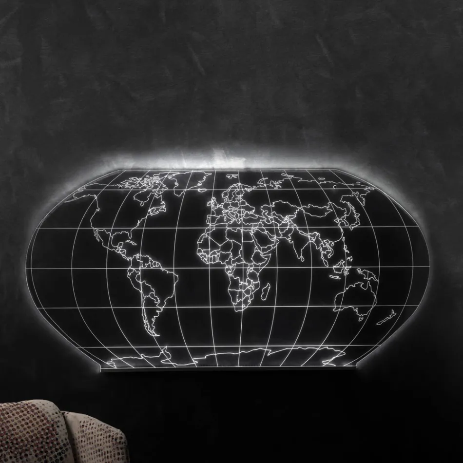 Planisphere Vägglampa i lasergraverad akrylkristall - Rihanna Viadurini