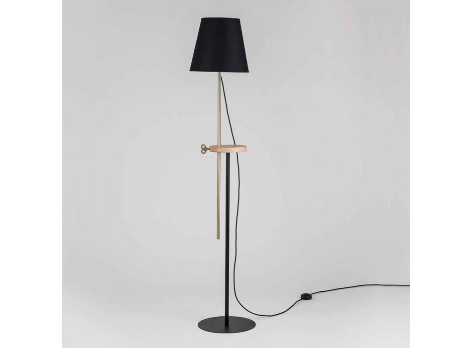 Design golvlampa i stål, ask och mässing tillverkad i Italien - Pitulla Viadurini