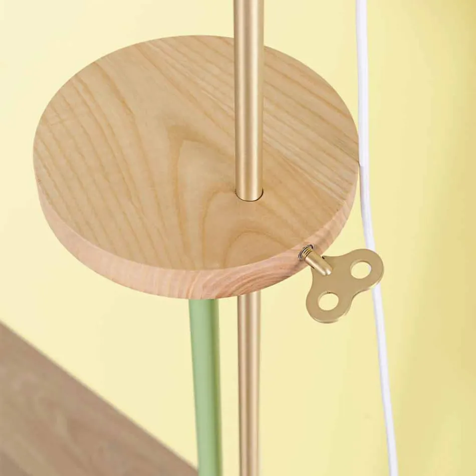 Design golvlampa i stål, ask och mässing tillverkad i Italien - Pitulla Viadurini