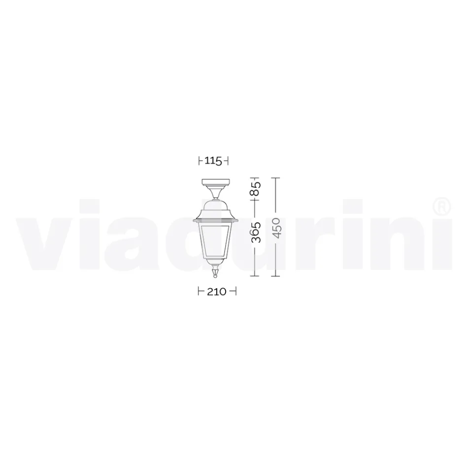 Trädgårdstaklampa i aluminium tillverkad i Italien, Aquilina Viadurini