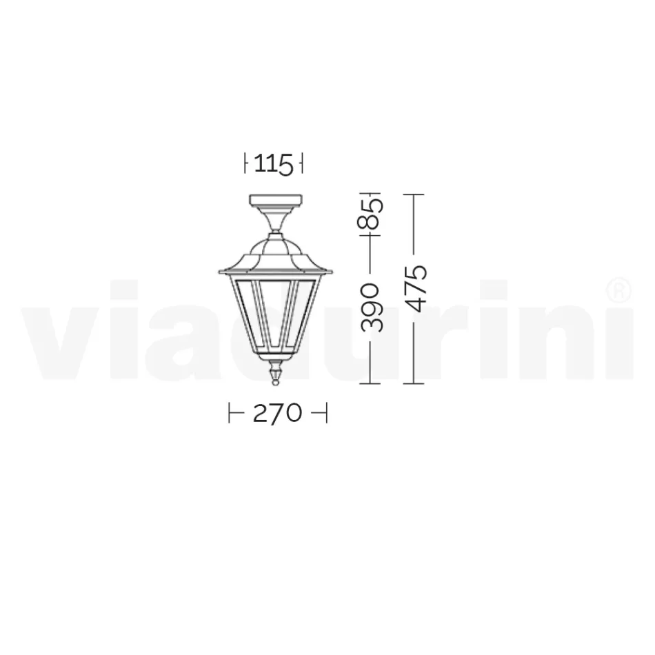 Trädgårdstaklampa i glas och 5 aluminiumfinishar - Pinako Viadurini