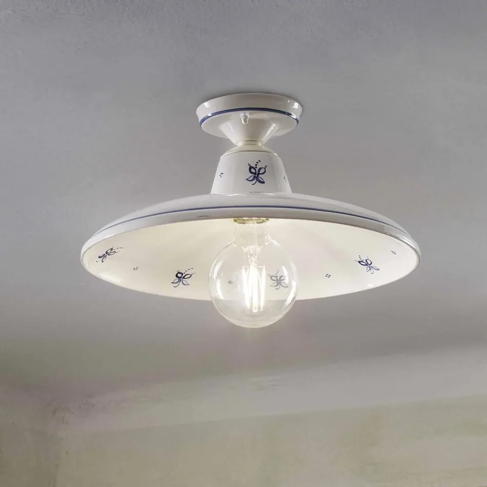 Taklampa i keramik och vintage handmålade dekorationer - Como Viadurini