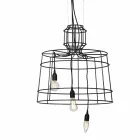 Upphängningslampa 3 lampor i vit eller naturlig metalldesign - Stylus Viadurini