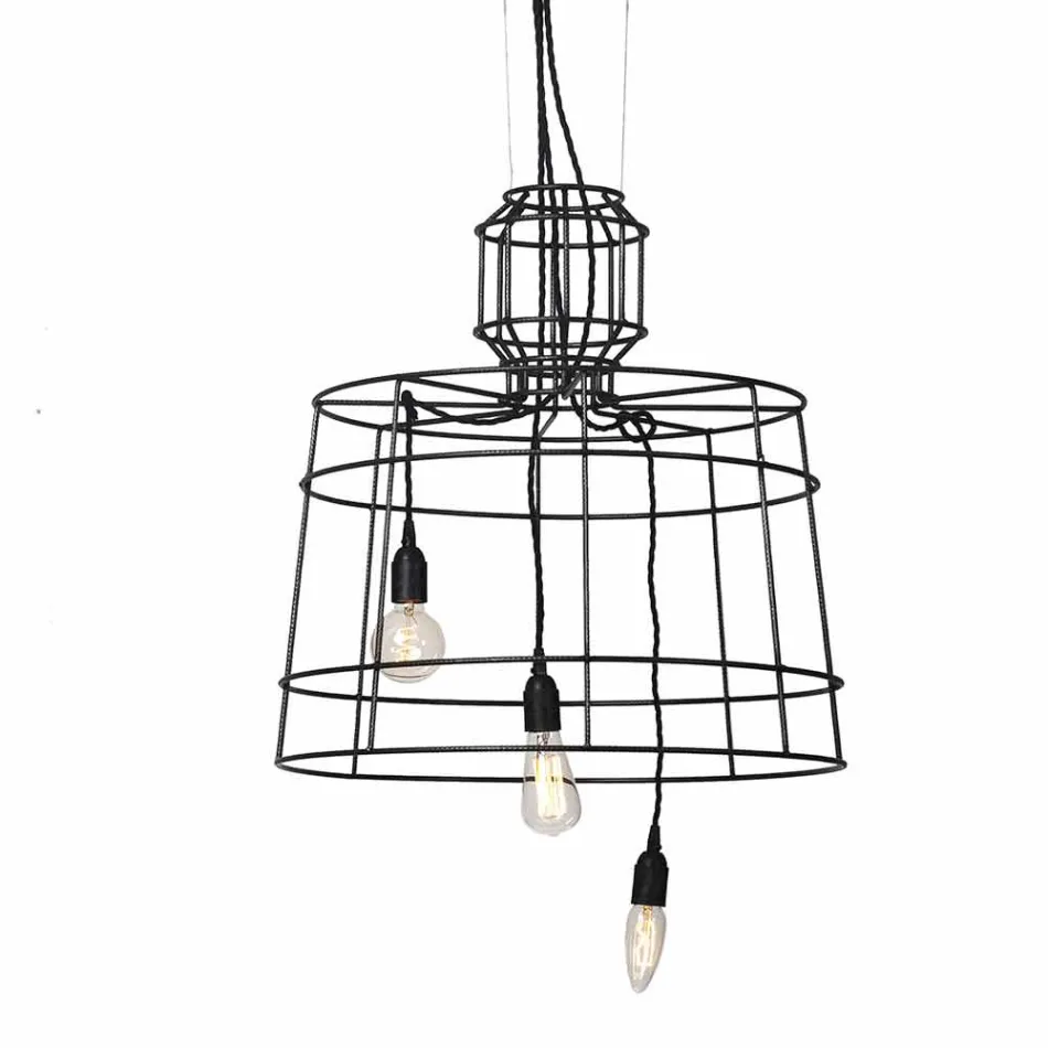 Upphängningslampa 3 lampor i vit eller naturlig metalldesign - Stylus Viadurini