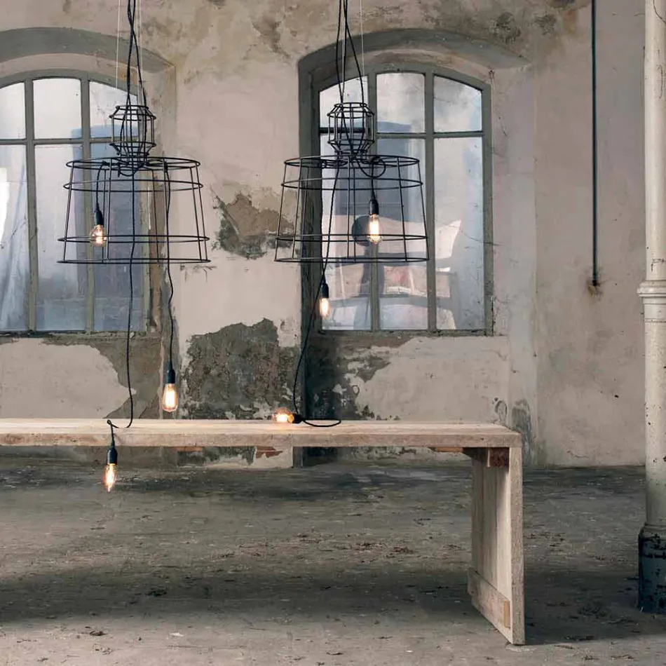 Upphängningslampa 3 lampor i vit eller naturlig metalldesign - Stylus Viadurini