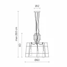 Upphängningslampa 3 lampor i vit eller naturlig metalldesign - Stylus Viadurini