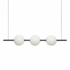 Upphängningslampa 3 lampor i mässing och glas 2 ytor - Alma av Il Fanale Viadurini