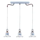 Upphängningslampa 3 lampor Vintage handgjorda järn och keramik - Chieti Viadurini