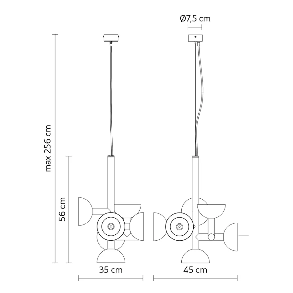 Hänglampa 6 lampor Design i vit eller svart aluminium - Celio Viadurini